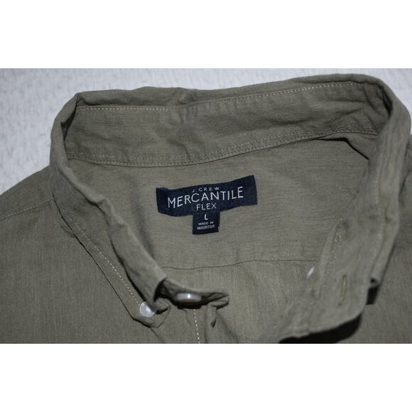 J Crew Mercantile Dress Shirt Button Up Mens Size Large Flex Green Cotton Blend - Picture 4 of 6